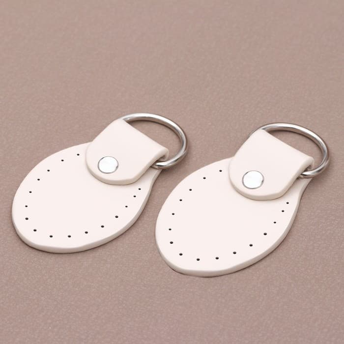 Петля пришивная для сумки, с полукольцом, пара, 7.5×4 см, цвет молочный, серебряный