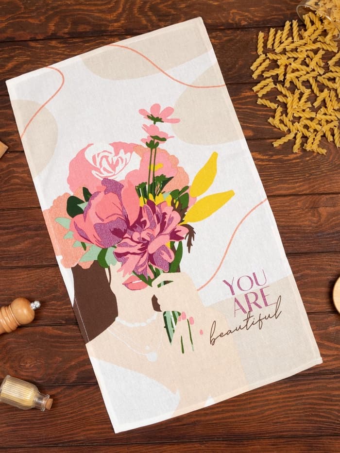Полотенце кухонное «Доляна» You are beautiful, 35×60 см, 100% хлопок, 160 г/м²