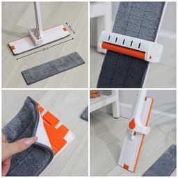 Швабра плоская с вертикальным отжимом и водосгоном Raccoon, стальная ручка, насадка микрофибра, 39×11.5×130 см