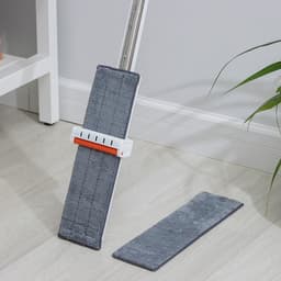 Швабра плоская с вертикальным отжимом и водосгоном Raccoon, стальная ручка, насадка микрофибра, 39×11.5×130 см