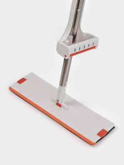 Швабра плоская с вертикальным отжимом и водосгоном Raccoon, стальная ручка, насадка микрофибра, 39×11.5×130 см