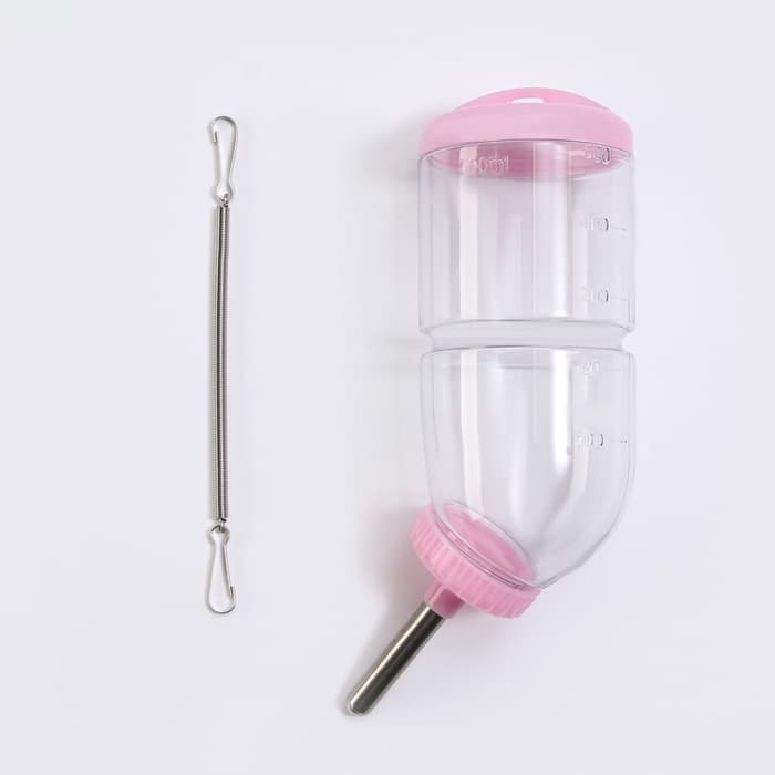 Поилка для грызунов, 500 мл, 20.5×5 см, розовая