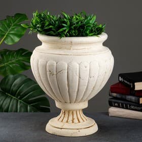 Вазон для цветов «Юлий», 10 л, 40×33×33 см, шамот, бежевый