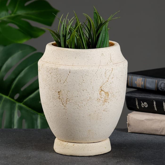 Фигурное кашпо для цветов «Классик», 2.5 л, 16×20×16 см, шамот, цвет слоновая кость