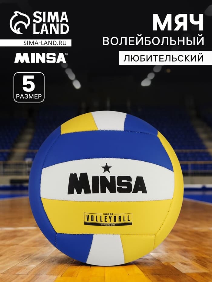 Волейбольный мяч MINSA, машинная сшивка, 18 панелей, размер 5, PVC