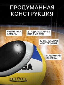 Волейбольный мяч MINSA, машинная сшивка, 18 панелей, размер 5, PVC