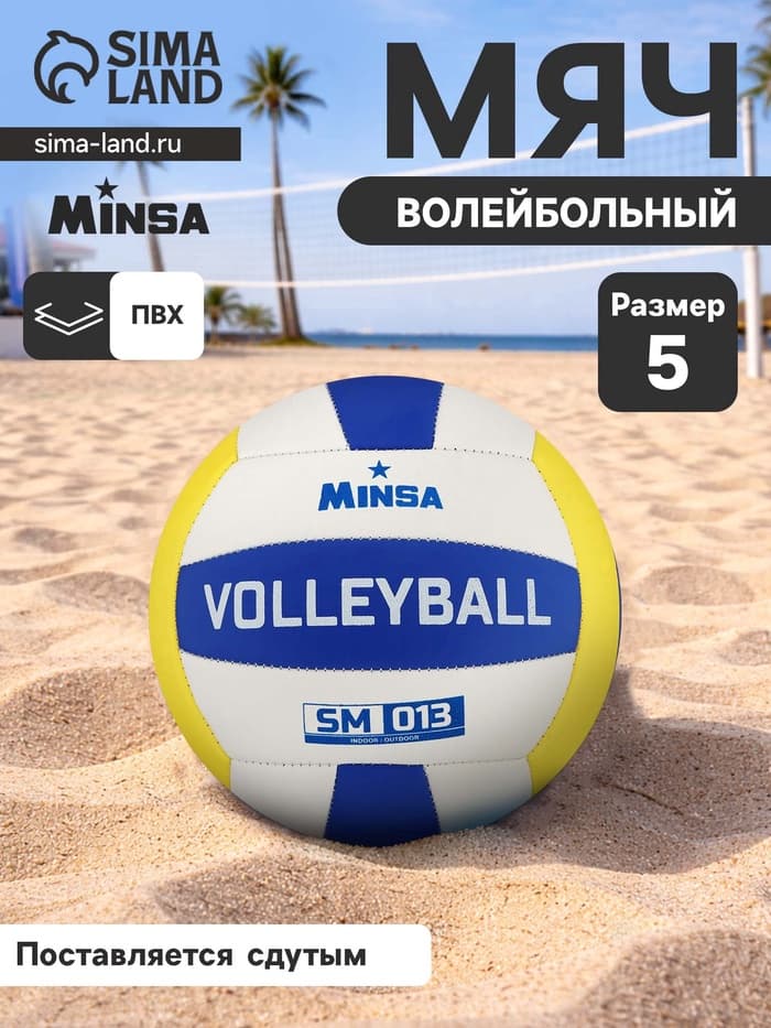 Волейбольный мяч MINSA SM 013, машинная сшивка, 18 панелей, размер 5, PVC