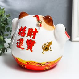 Подставка для мелочей «Манэки-нэко со свитком и колокольчиком», керамика, 21×16×20 см, МИКС