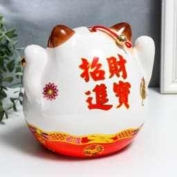 Подставка для мелочей «Манэки-нэко со свитком и колокольчиком», керамика, 21×16×20 см, МИКС