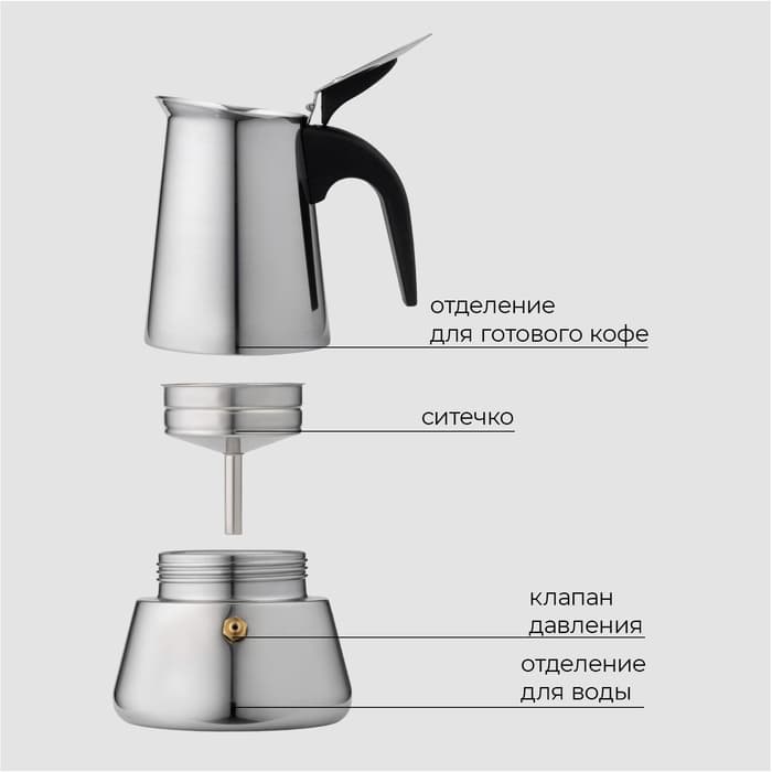 Кофеварка гейзерная Magistro Classic, на 9 чашек, 450 мл, индукция, нержавеющая сталь