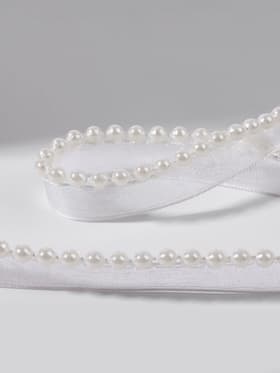 Лента декоративная с бусинами, 12 мм, 4.5±0.5 м, белая