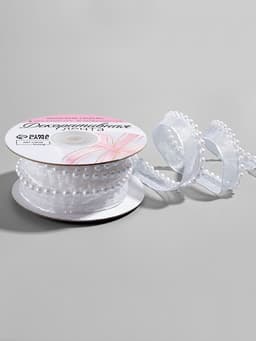 Лента декоративная с бусинами, 12 мм, 4.5±0.5 м, белая