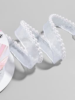 Лента декоративная с бусинами, 12 мм, 4.5±0.5 м, белая