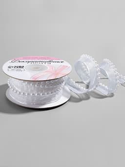 Лента декоративная с бусинами, 12 мм, 4.5±0.5 м, белая