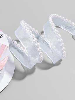 Лента декоративная с бусинами, 12 мм, 4.5±0.5 м, белая