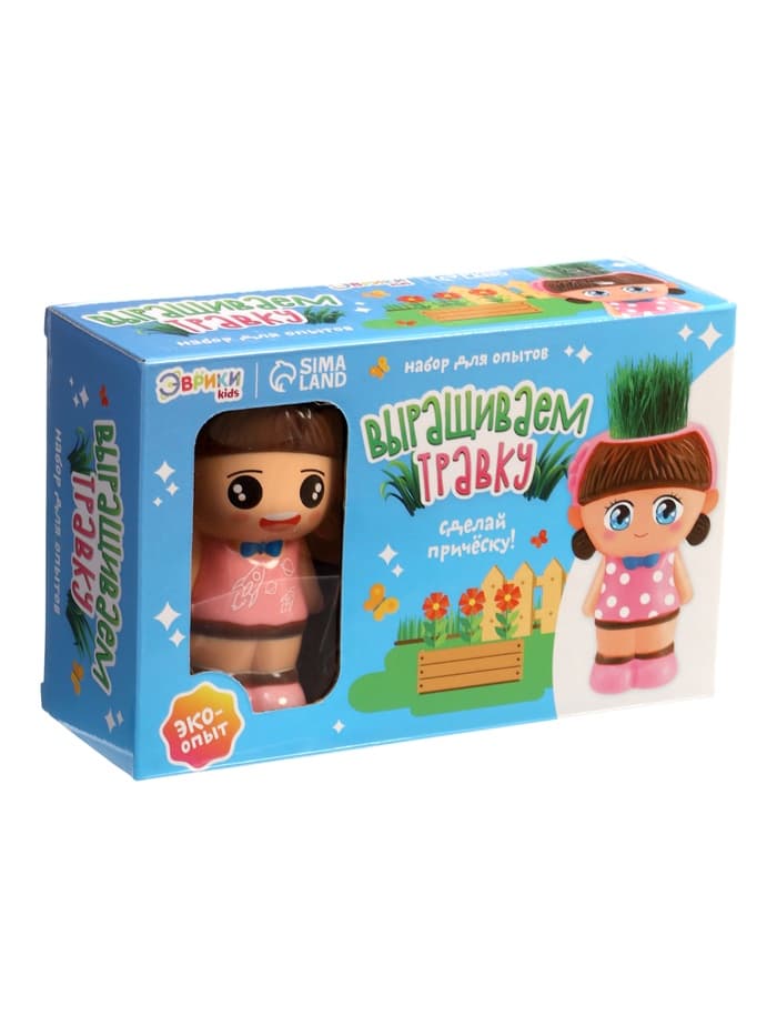 Набор для опытов «Весёлые прически, выращиваем травку», девочка