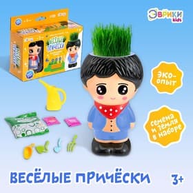 Набор для опытов «Весёлые прически: Мальчик», выращиваем травку