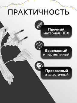 Удлинитель для комнатных гирлянд, 5 м, прозрачная нить, УМС-вилка