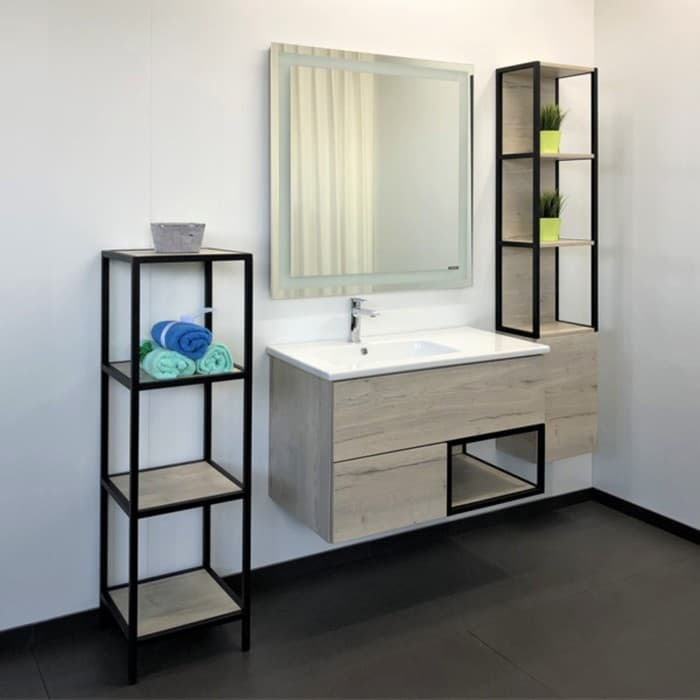 Стеллаж напольный Comforty «Мальме 40», 360×1200×360 мм, цвет дуб дымчатый/чёрный