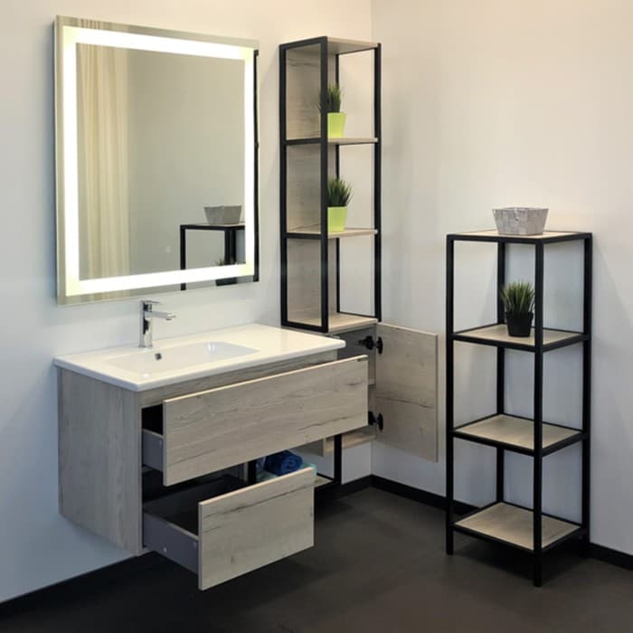 Стеллаж напольный Comforty «Мальме 40», 360×1200×360 мм, цвет дуб дымчатый/чёрный