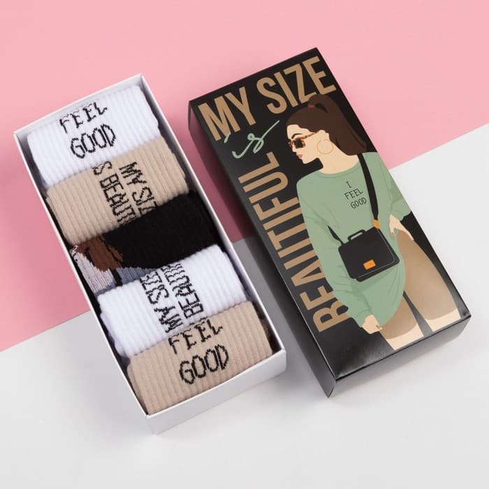 Носки женские KAFTAN My size, набор 5 пар, размер 36-39 (23-25 см)