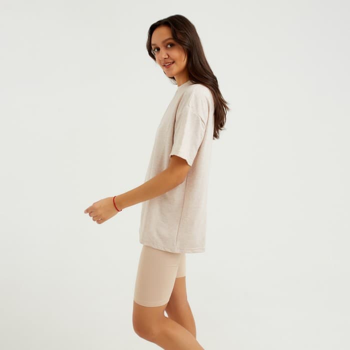 Футболка женская MINAKU OVERSIZE FIT, бежевый меланж, размер 48