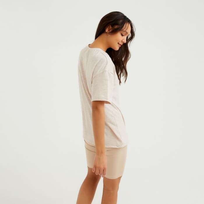 Футболка женская MINAKU OVERSIZE FIT, бежевый меланж, размер 48
