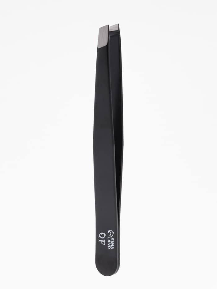 Пинцет для бровей профессиональный, скошенный, широкий, 9.6 см, чёрный