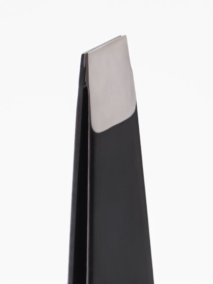 Пинцет для бровей профессиональный, скошенный, широкий, 9.6 см, чёрный