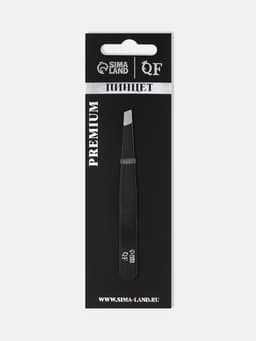 Пинцет для бровей профессиональный, скошенный, широкий, 9.6 см, чёрный