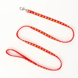 Шлейка с поводком «Цветы», ОГ 23-35 см, ширина 1 см, поводок 120 см, прошитая, красная