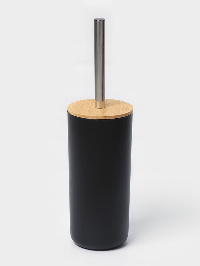 Аксессуары для ванной комнаты SAVANNA «Вуди», 6 предметов, мыльница, дозатор, 2 стакана, ёршик, ведро, чёрные