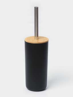 Аксессуары для ванной комнаты SAVANNA «Вуди», 6 предметов, мыльница, дозатор, 2 стакана, ёршик, ведро, чёрные