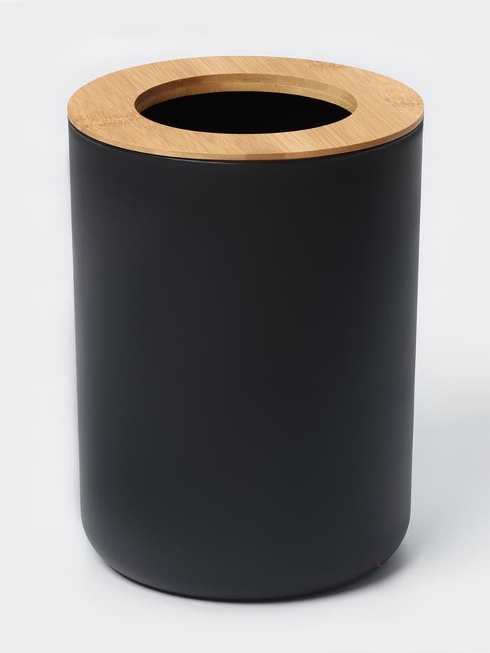 Аксессуары для ванной комнаты SAVANNA «Вуди», 6 предметов, мыльница, дозатор, 2 стакана, ёршик, ведро, чёрные