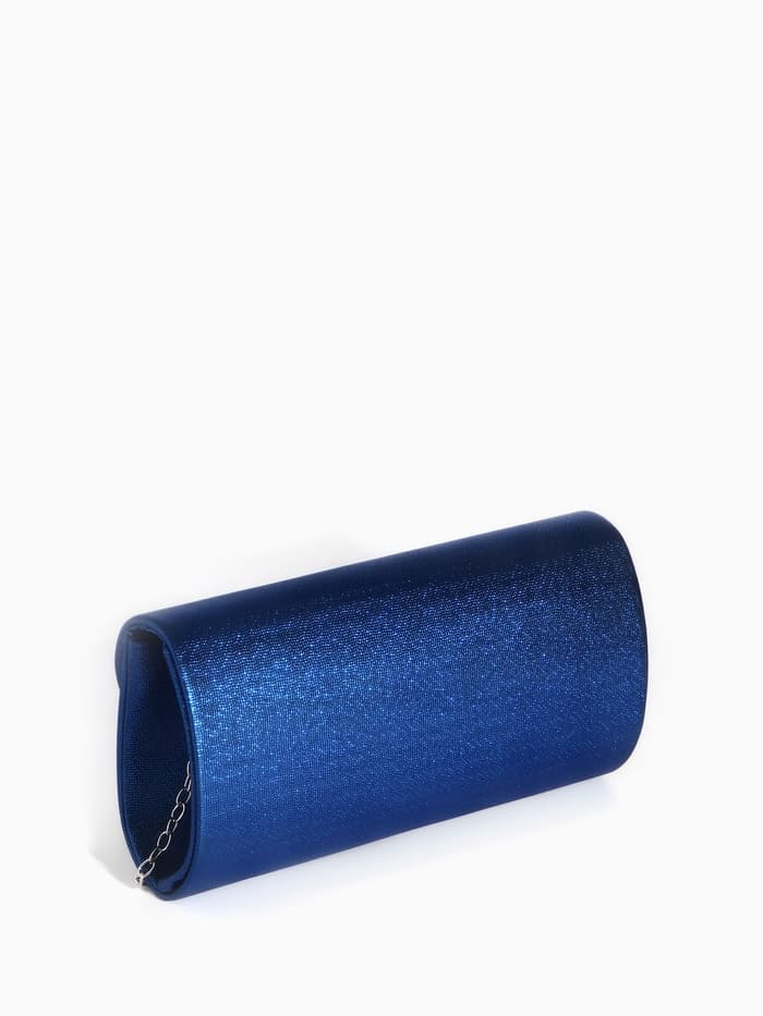 Сумка-клатч вечерняя на магните, на серебристой цепочке, синяя