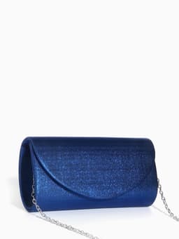 Сумка-клатч вечерняя на магните, на серебристой цепочке, синяя