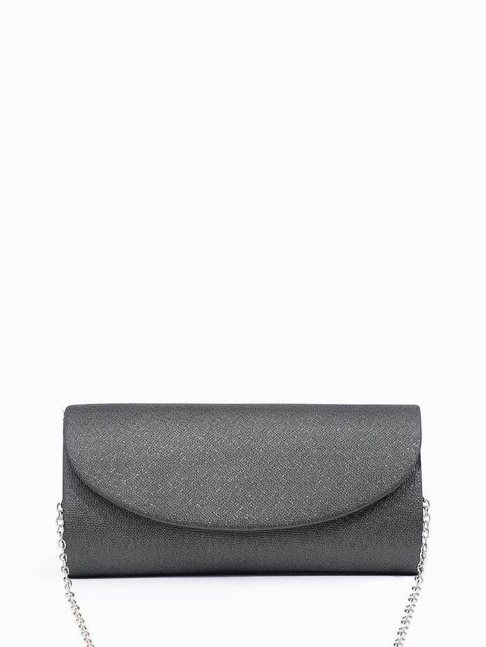 Сумка-клатч вечерняя на магните, на серебристой цепочке, серая