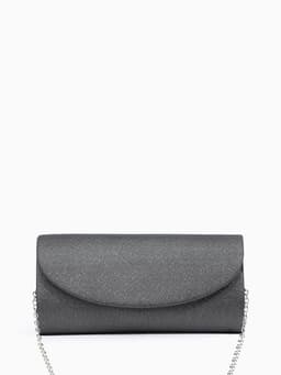 Сумка-клатч вечерняя на магните, на серебристой цепочке, серая
