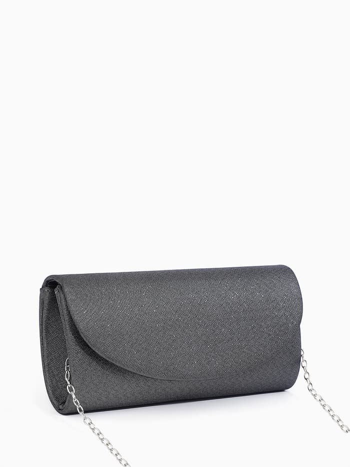 Сумка-клатч вечерняя на магните, на серебристой цепочке, серая