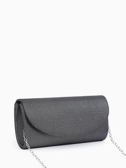 Сумка-клатч вечерняя на магните, на серебристой цепочке, серая