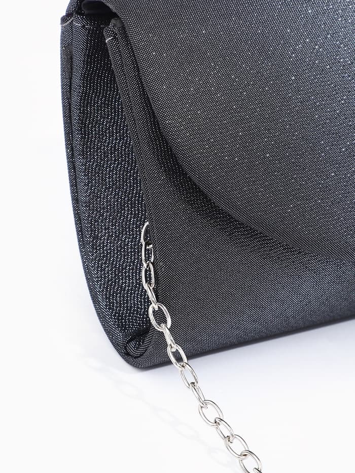 Сумка-клатч вечерняя на магните, на серебристой цепочке, серая