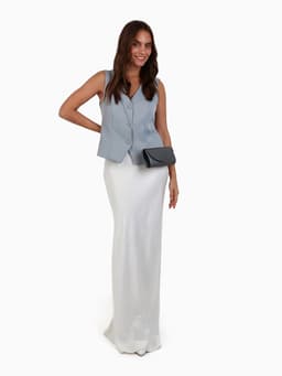 Сумка-клатч вечерняя на магните, на серебристой цепочке, серая