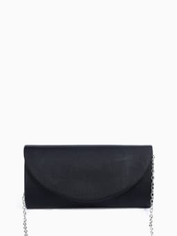 Сумка-клатч вечерняя на магните, на серебристой цепочке, чёрная