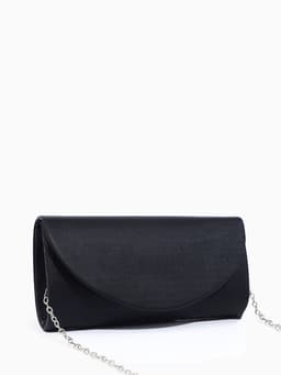Сумка-клатч вечерняя на магните, на серебристой цепочке, чёрная