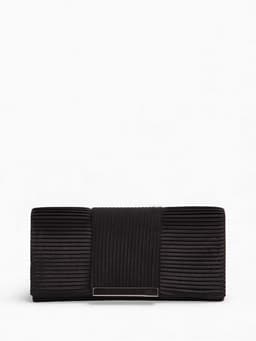 Сумка-клатч женская на магните, на длинной цепочке, чёрная