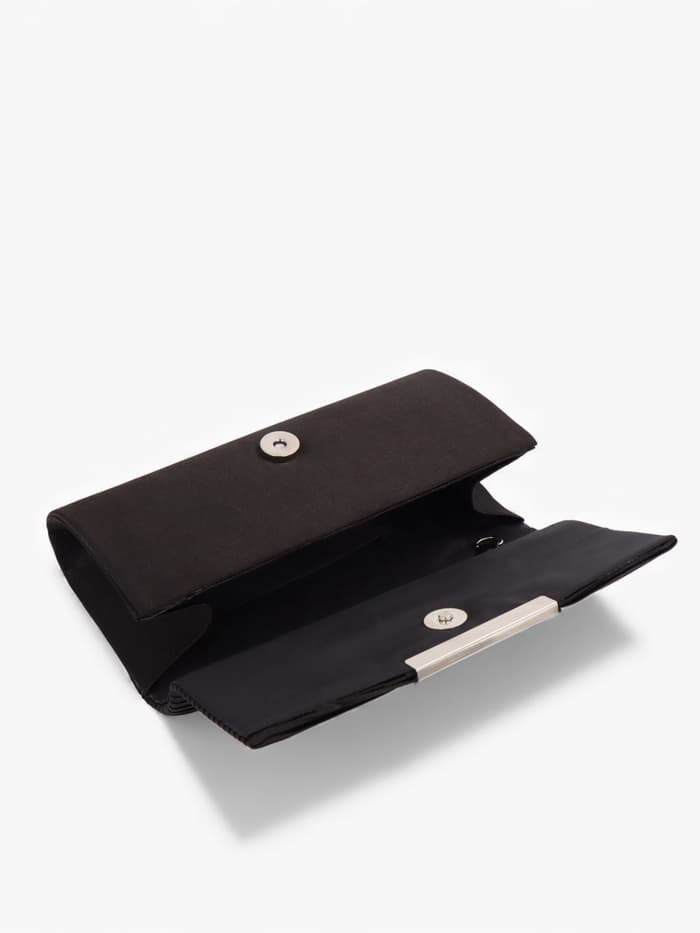 Сумка-клатч женская на магните, на длинной цепочке, чёрная