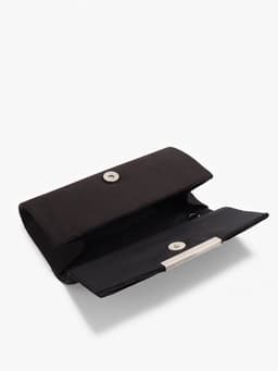 Сумка-клатч женская на магните, на длинной цепочке, чёрная