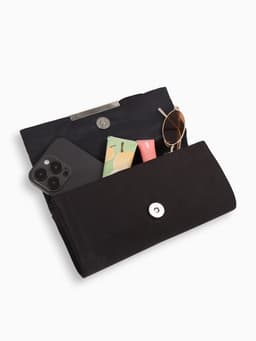 Сумка-клатч женская на магните, на длинной цепочке, чёрная