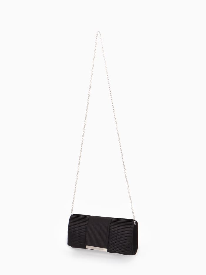 Сумка-клатч женская на магните, на длинной цепочке, чёрная