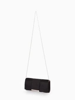 Сумка-клатч женская на магните, на длинной цепочке, чёрная